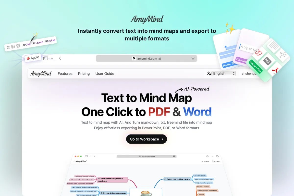 AmyMind - AI Text to Mind Map